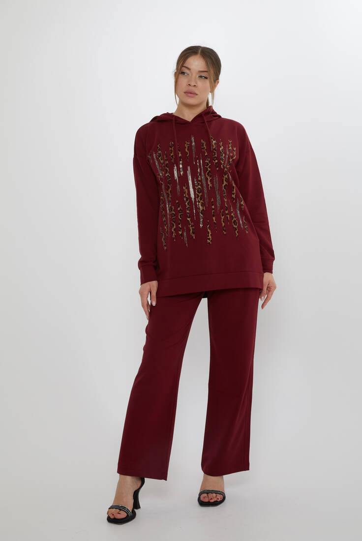 Women's Tracksuit Hooded Claret Red - 17901 | KAZEE