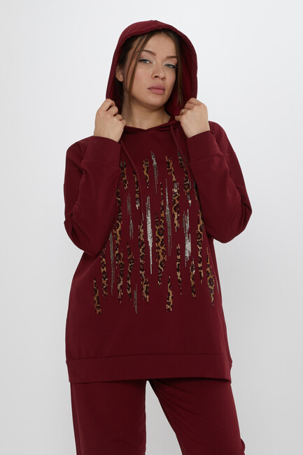 Women's Tracksuit Hooded Claret Red - 17901 | KAZEE - Thumbnail