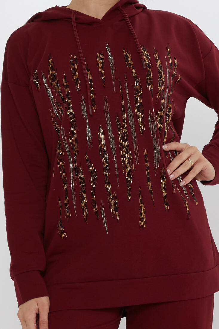 Women's Tracksuit Hooded Claret Red - 17901 | KAZEE