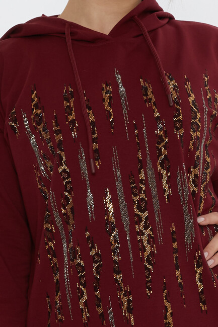 Women's Tracksuit Hooded Claret Red - 17901 | KAZEE - Thumbnail