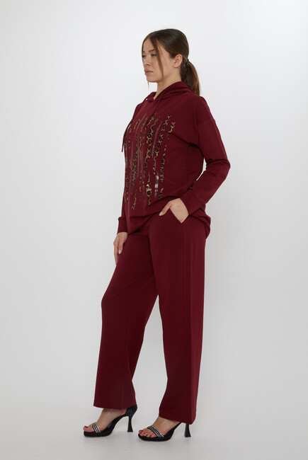 Women's Tracksuit Hooded Claret Red - 17901 | KAZEE - Thumbnail