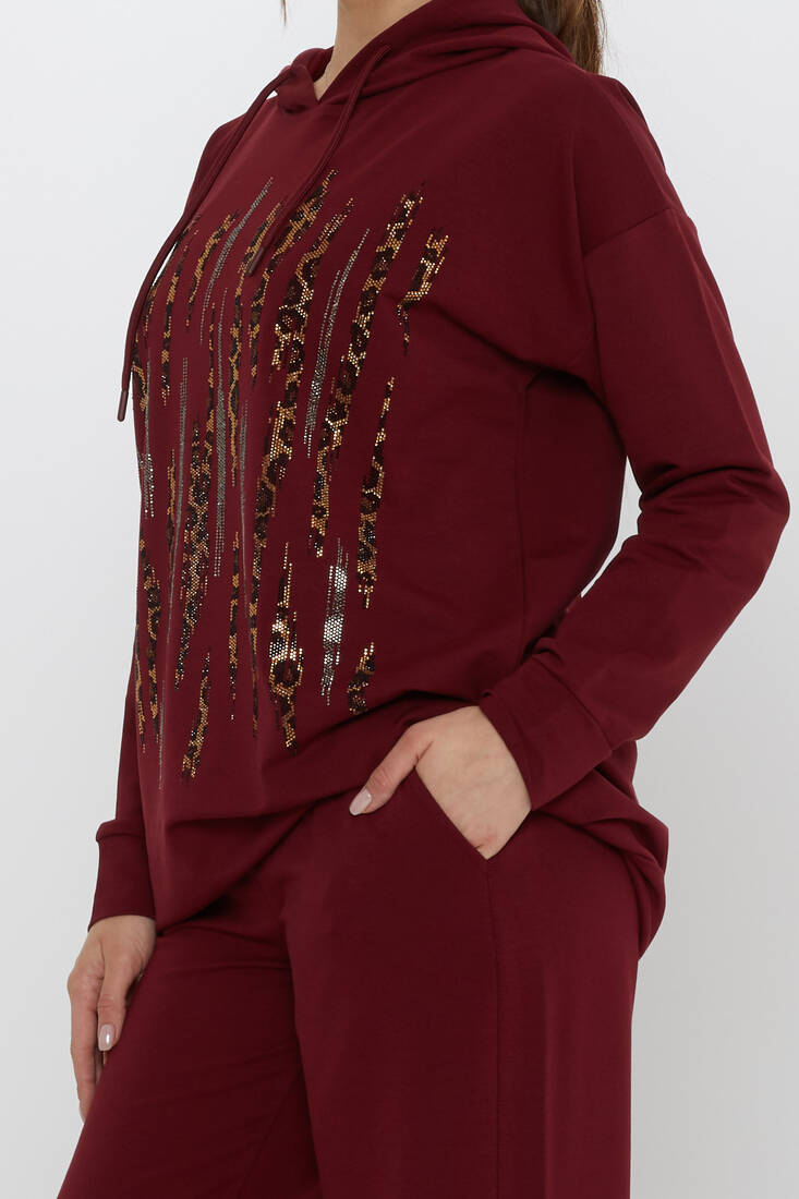 Women's Tracksuit Hooded Claret Red - 17901 | KAZEE