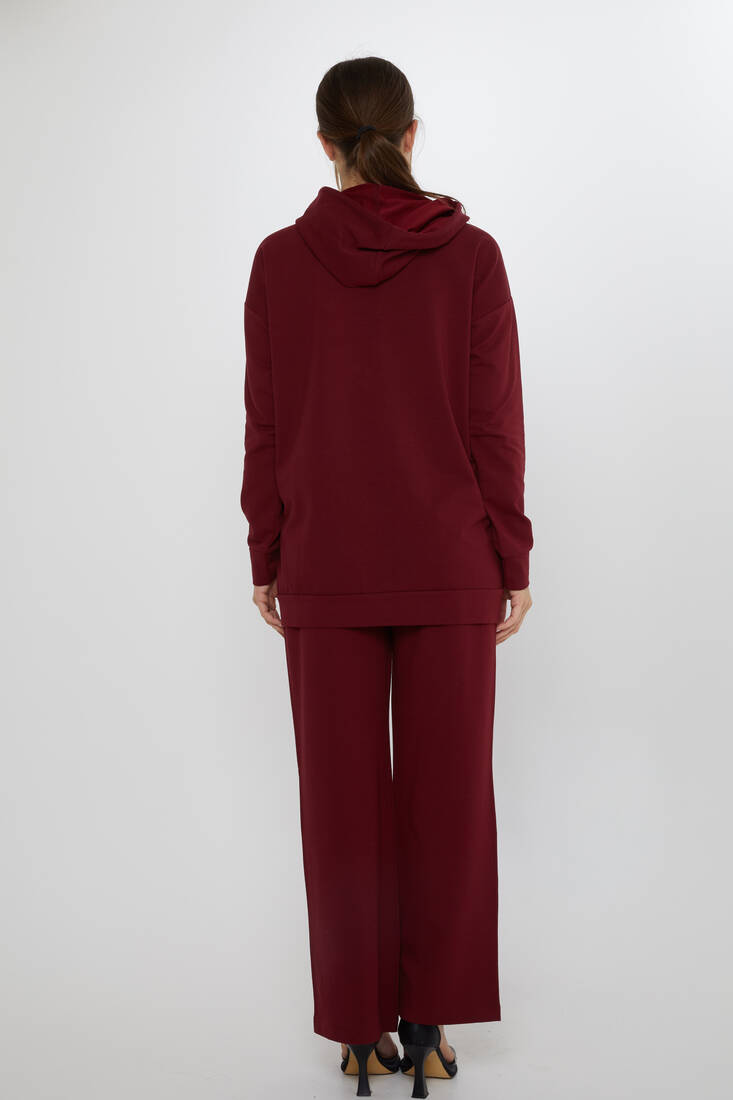 Women's Tracksuit Hooded Claret Red - 17901 | KAZEE