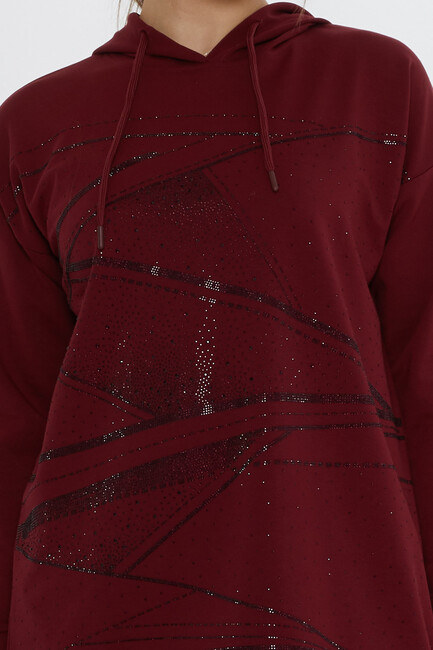 Women's Tracksuit Hooded Detail Claret Red - 17900 | KAZEE - Thumbnail