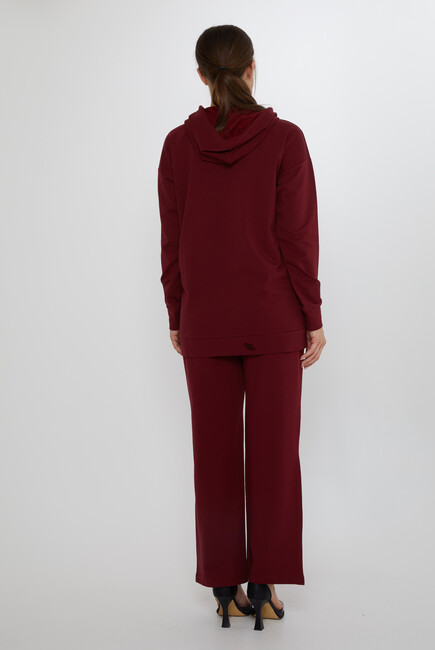 Women's Tracksuit Hooded Detail Claret Red - 17900 | KAZEE - Thumbnail