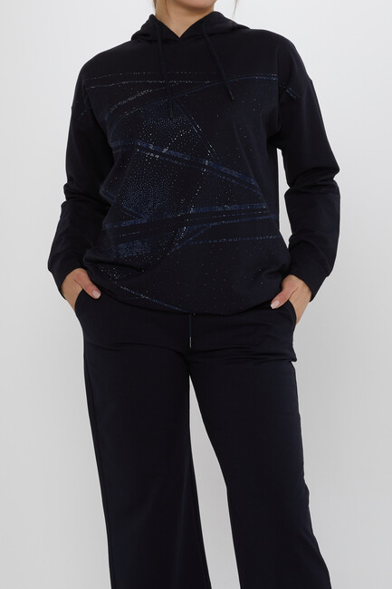 Women's Tracksuit Hooded Detail Navy Blue - 17900 | KAZEE - Thumbnail