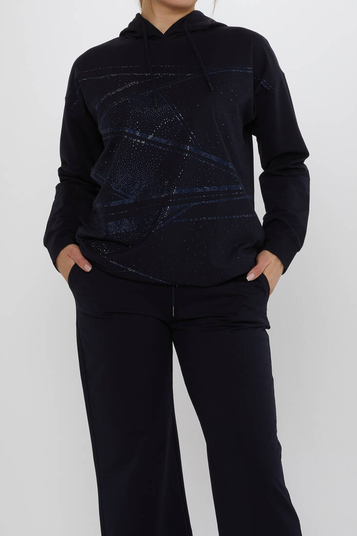 Women's Tracksuit Hooded Detail Navy Blue - 17900 | KAZEE