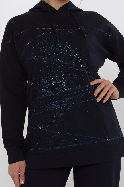 Women's Tracksuit Hooded Detail Navy Blue - 17900 | KAZEE - Thumbnail
