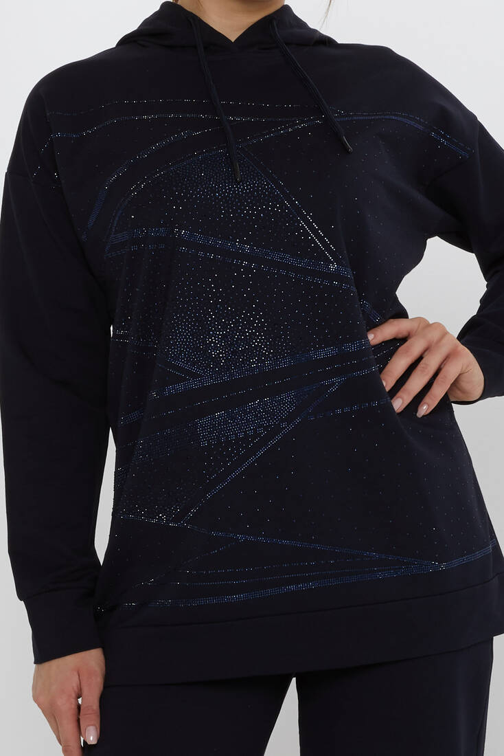 Women's Tracksuit Hooded Detail Navy Blue - 17900 | KAZEE