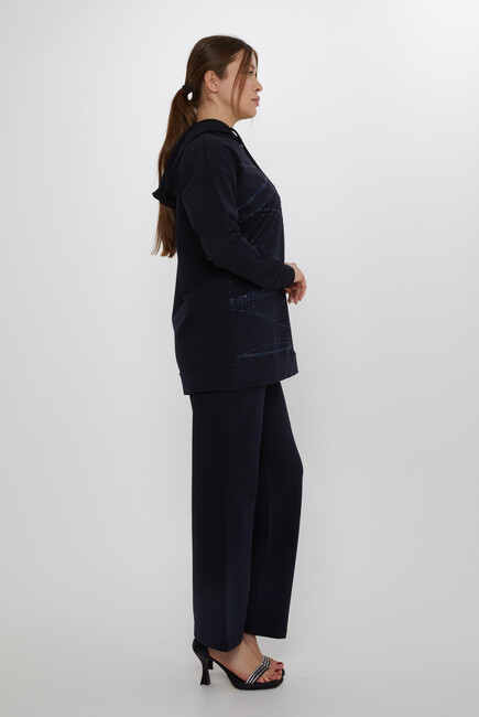 Women's Tracksuit Hooded Detail Navy Blue - 17900 | KAZEE - Thumbnail