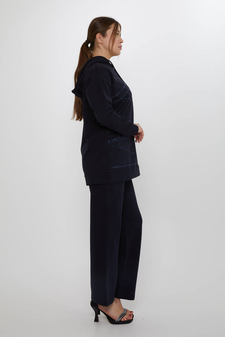 Women's Tracksuit Hooded Detail Navy Blue - 17900 | KAZEE