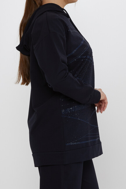 Women's Tracksuit Hooded Detail Navy Blue - 17900 | KAZEE - Thumbnail