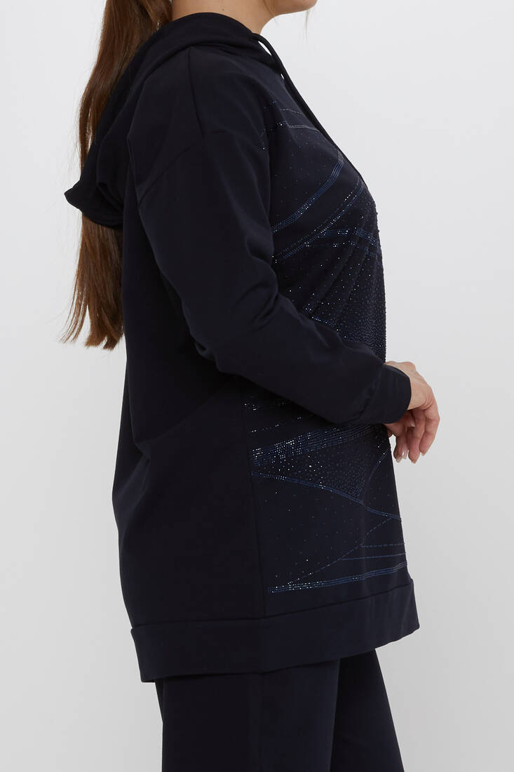Women's Tracksuit Hooded Detail Navy Blue - 17900 | KAZEE
