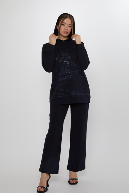Women's Tracksuit Hooded Detail Navy Blue - 17900 | KAZEE - Thumbnail