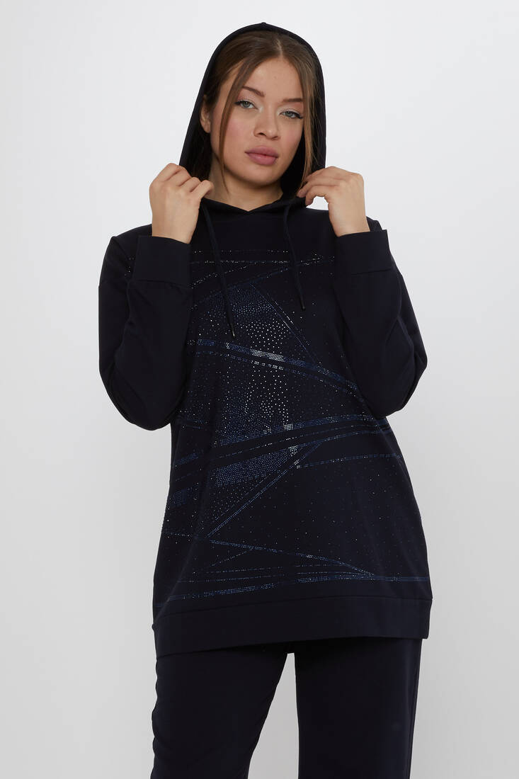 Women's Tracksuit Hooded Detail Navy Blue - 17900 | KAZEE