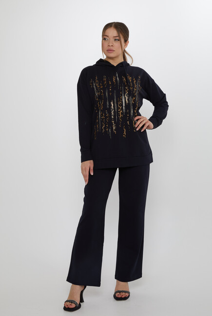 Women's Tracksuit Hooded Navy Blue - 17901 | KAZEE - Thumbnail