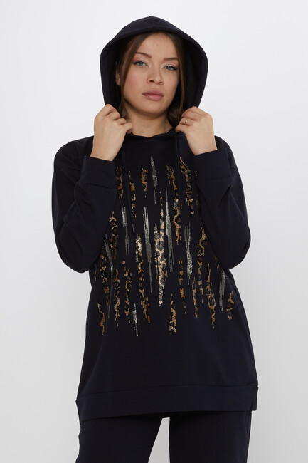 Women's Tracksuit Hooded Navy Blue - 17901 | KAZEE - Thumbnail