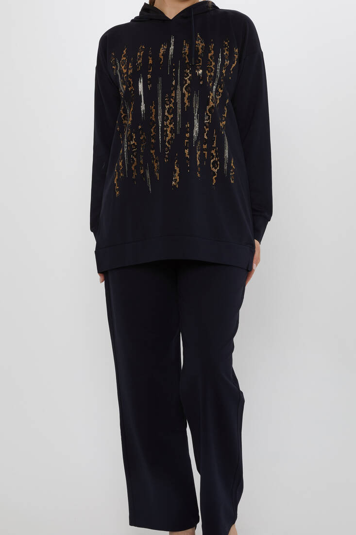 Women's Tracksuit Hooded Navy Blue - 17901 | KAZEE
