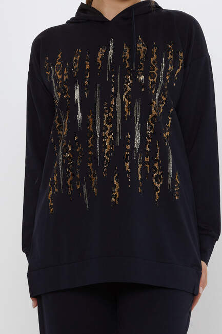Women's Tracksuit Hooded Navy Blue - 17901 | KAZEE - Thumbnail