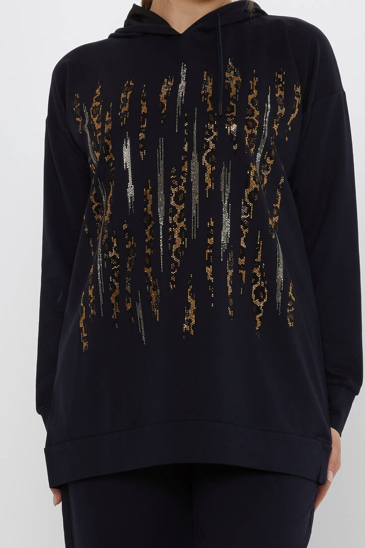 Women's Tracksuit Hooded Navy Blue - 17901 | KAZEE