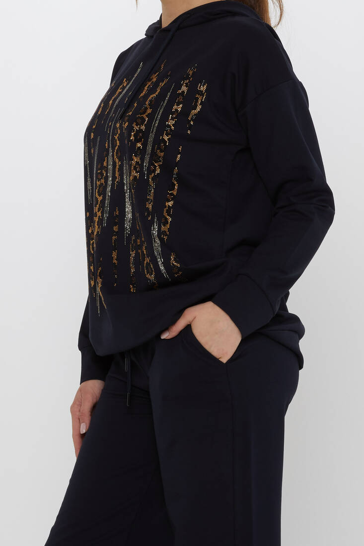 Women's Tracksuit Hooded Navy Blue - 17901 | KAZEE