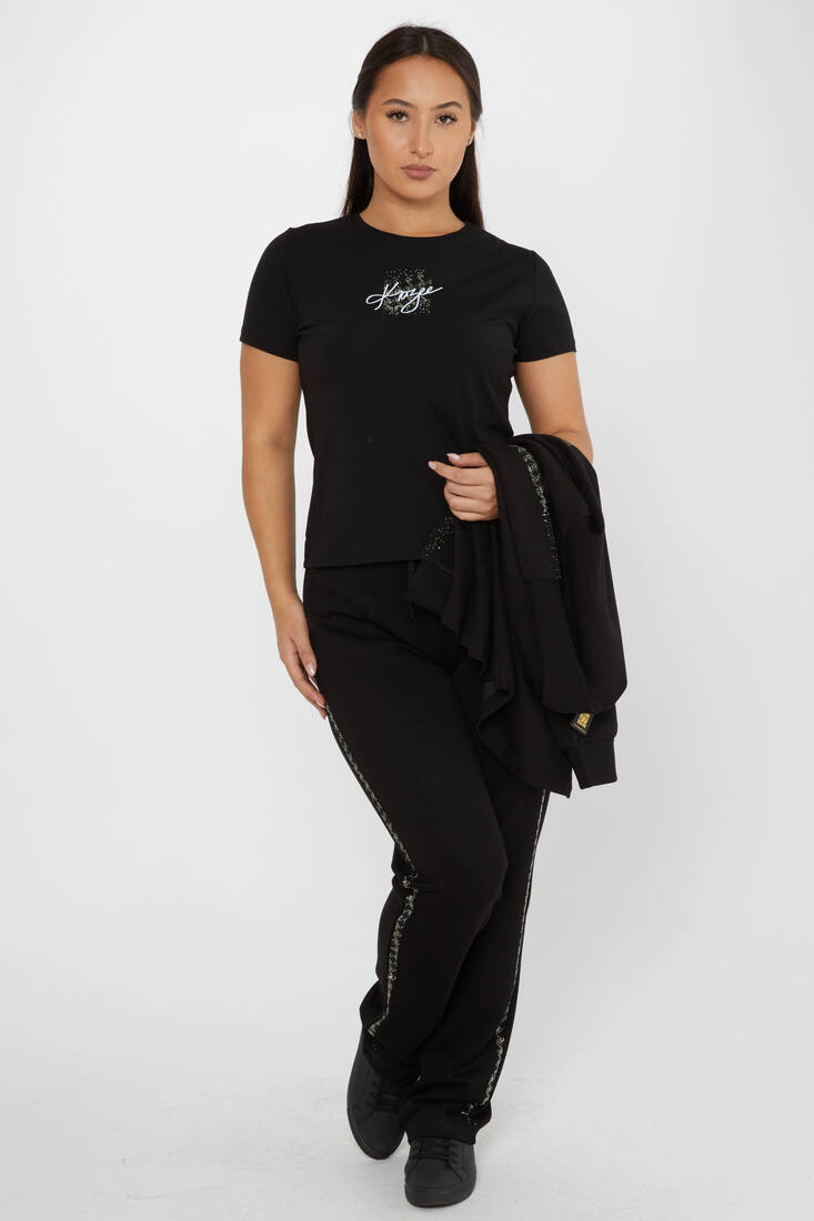 Women's Tracksuit Pocket Black - 17615 | KAZEE