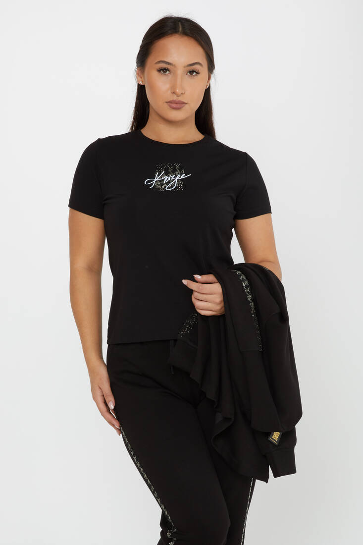 Women's Tracksuit Pocket Black - 17615 | KAZEE