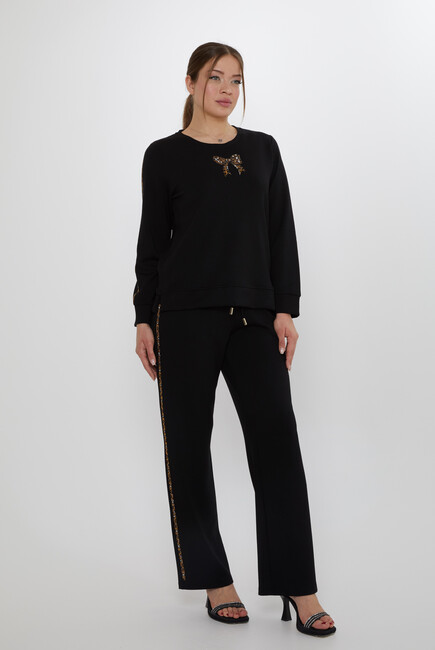 Women's Tracksuit Ribbon Detail Black - 17902 | KAZEE - Thumbnail