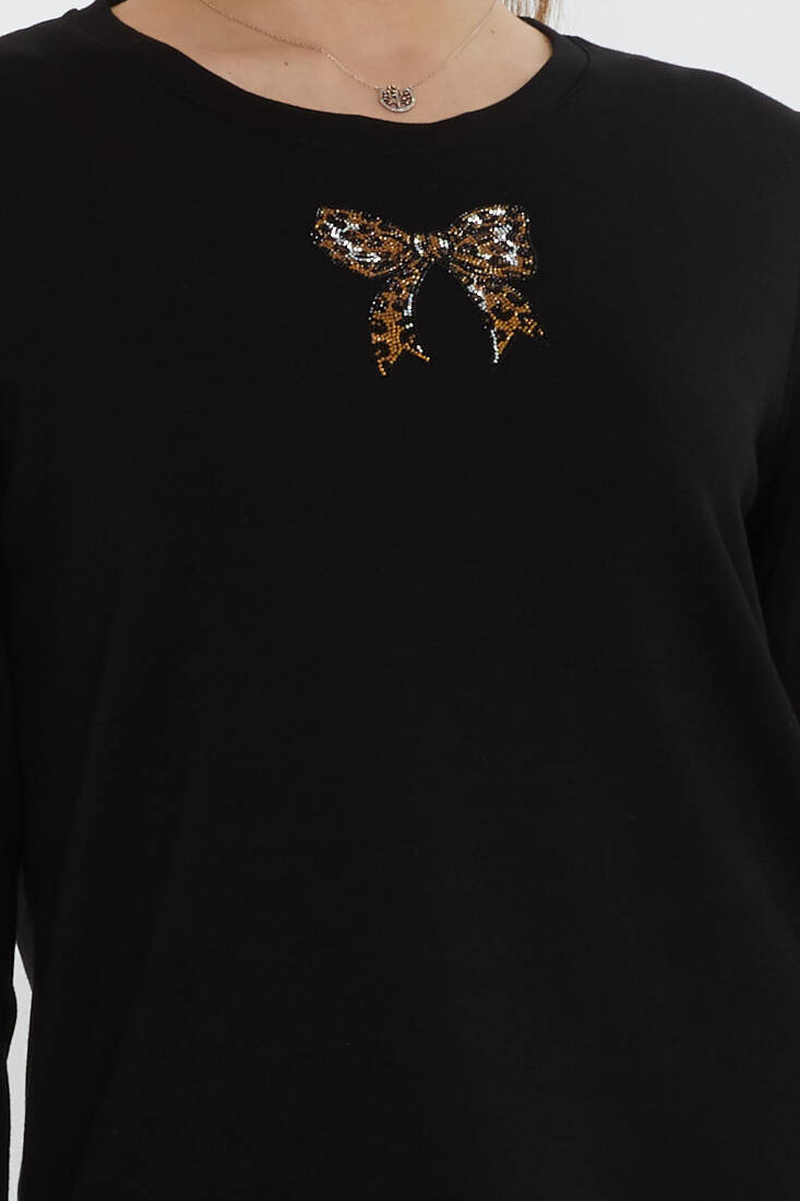 Women's Tracksuit Ribbon Detail Black - 17902 | KAZEE