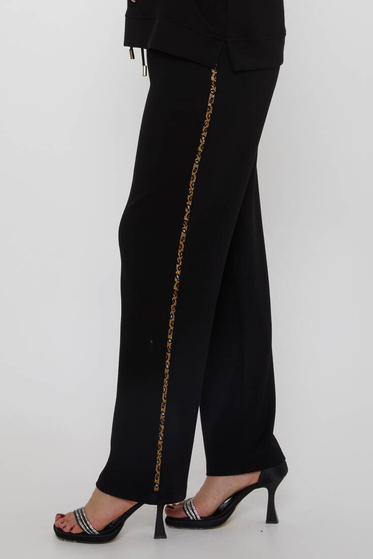 Women's Tracksuit Ribbon Detail Black - 17902 | KAZEE