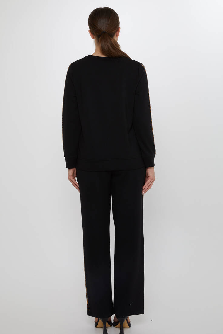 Women's Tracksuit Ribbon Detail Black - 17902 | KAZEE