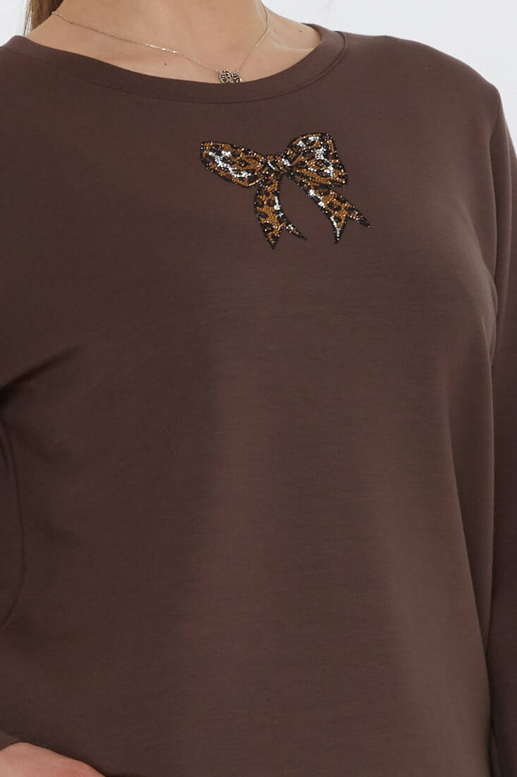 Women's Tracksuit Ribbon Detail Brown - 17902 | KAZEE