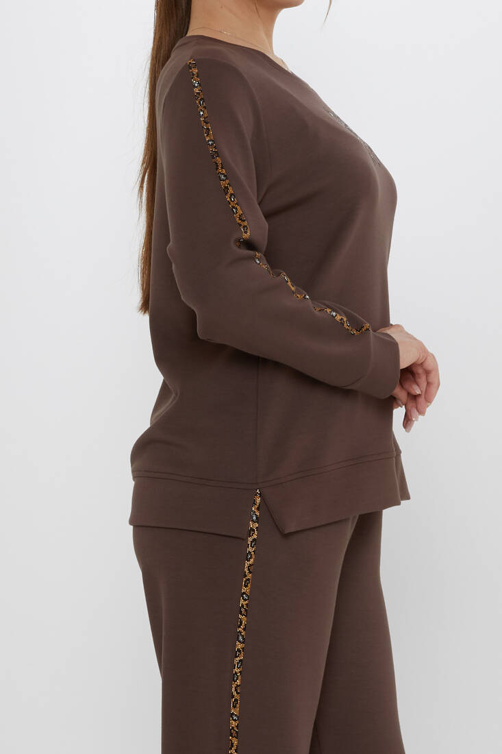 Women's Tracksuit Ribbon Detail Brown - 17902 | KAZEE