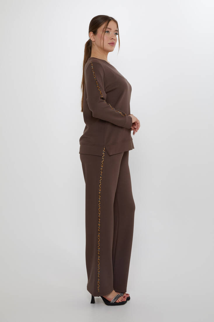 Women's Tracksuit Ribbon Detail Brown - 17902 | KAZEE