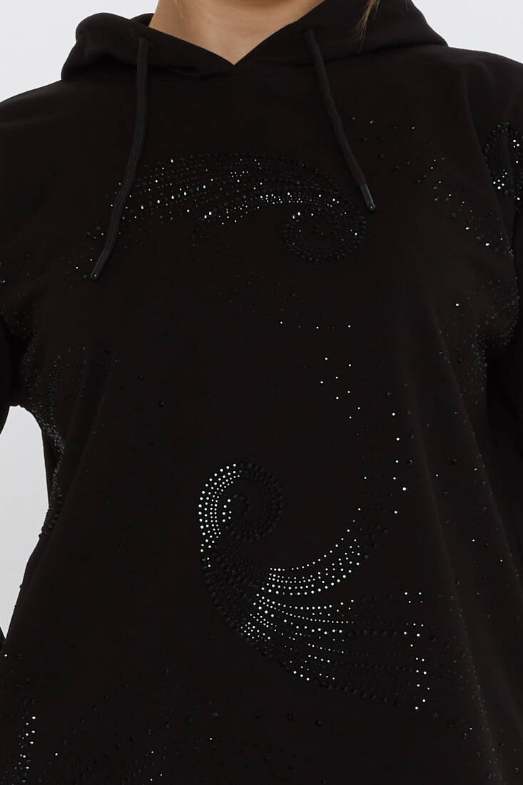 Women's Tracksuit Set Hooded Detail Black - 17896 | KAZEE