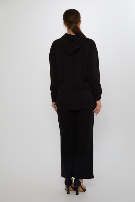 Women's Tracksuit Set Hooded Detail Black - 17896 | KAZEE - Thumbnail
