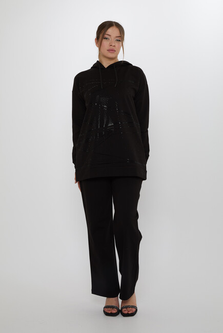 Women's Tracksuit Set Hooded Detail Black - 17900 | KAZEE - Thumbnail
