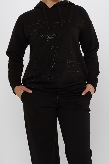 Women's Tracksuit Set Hooded Detail Black - 17900 | KAZEE - Thumbnail