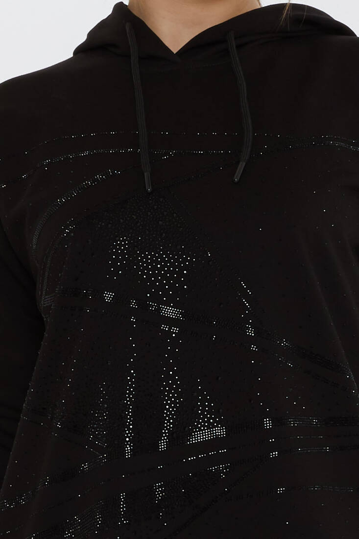 Women's Tracksuit Set Hooded Detail Black - 17900 | KAZEE