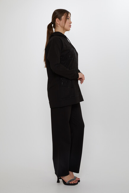 Women's Tracksuit Set Hooded Detail Black - 17900 | KAZEE - Thumbnail
