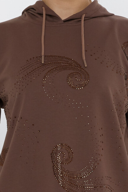 Women's Tracksuit Set Hooded Detail Brown - 17896 | KAZEE - Thumbnail
