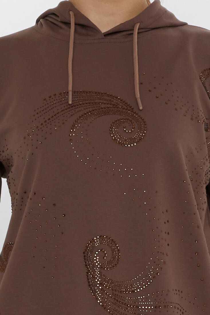Women's Tracksuit Set Hooded Detail Brown - 17896 | KAZEE