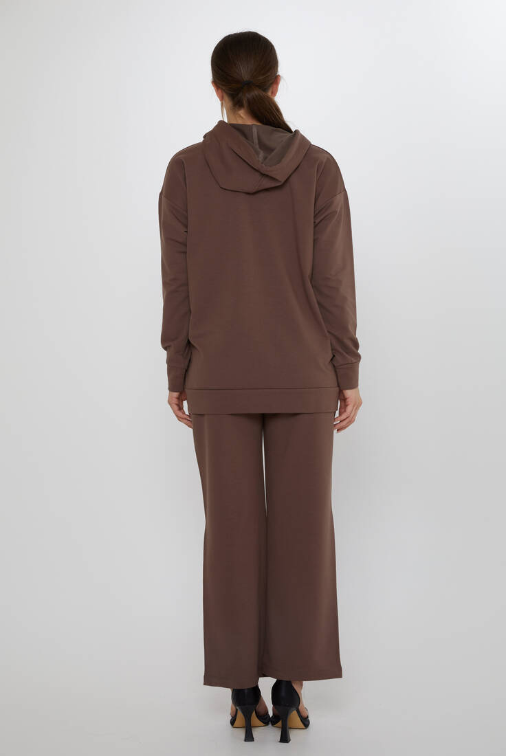 Women's Tracksuit Set Hooded Detail Brown - 17896 | KAZEE