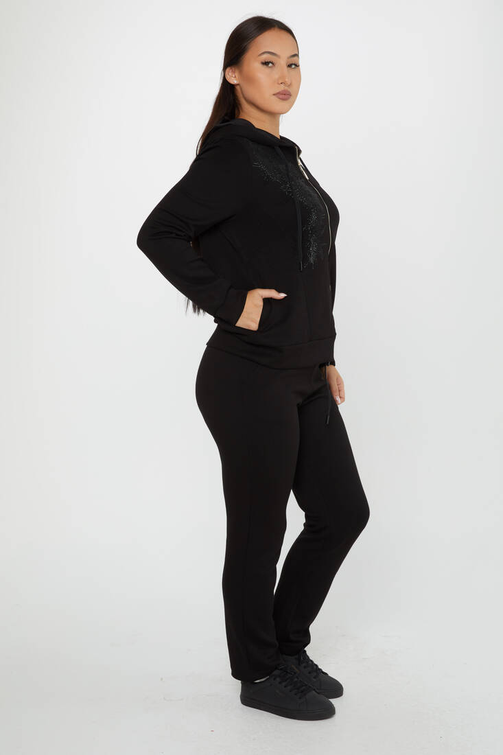 Women's Tracksuit Stone Detail Black - 17560 | KAZEE