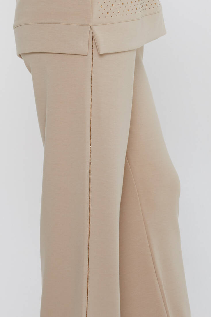 Women's Tracksuit Stone Detailed Beige - 17867 | KAZEE