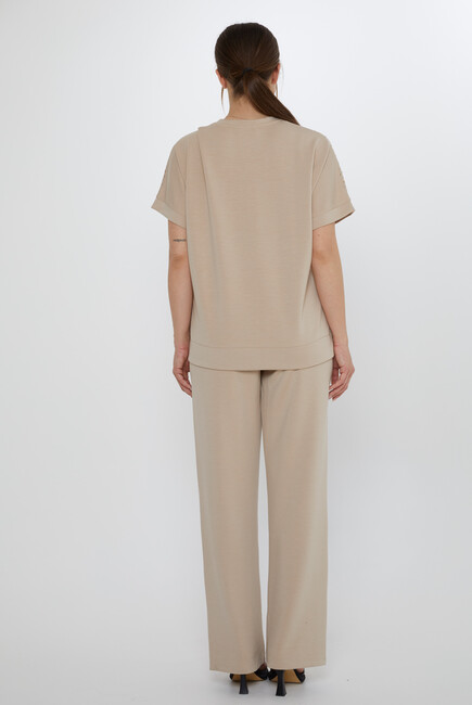 Women's Tracksuit Stone Detailed Beige - 17867 | KAZEE - Thumbnail