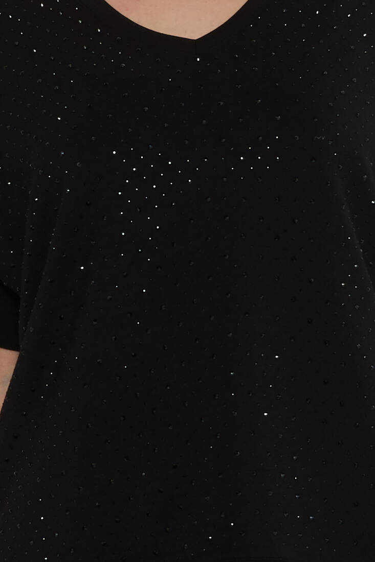 Women's Tracksuit Stone Detailed Black - 17867 | KAZEE