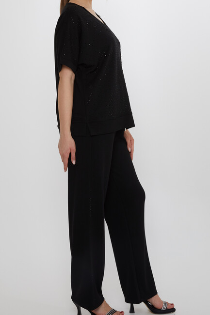 Women's Tracksuit Stone Detailed Black - 17867 | KAZEE - Thumbnail