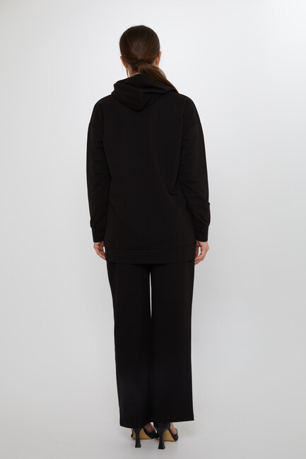 Women's Tracksuit Stone Detailed Black - 17898 | KAZEE - Thumbnail