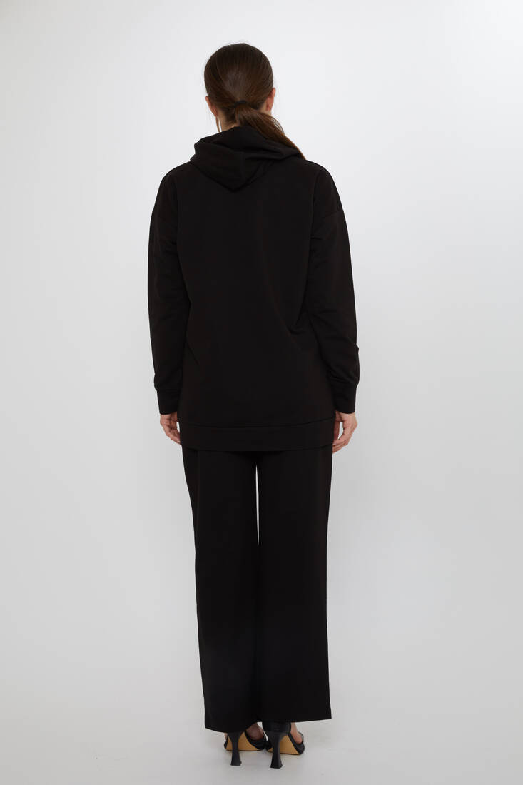Women's Tracksuit Stone Detailed Black - 17898 | KAZEE